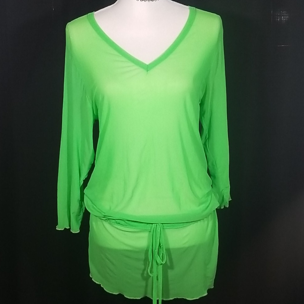 Banana Split green neon sheer coverup . S